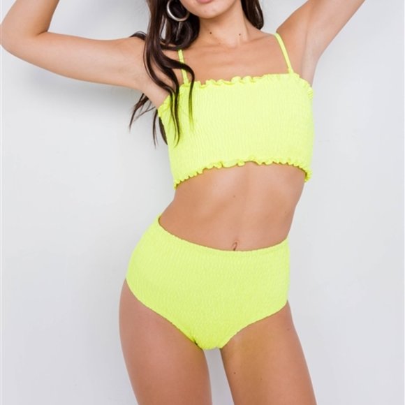 NEON YELLOW 2 PIECE BIKINI - Picture 3 of 8